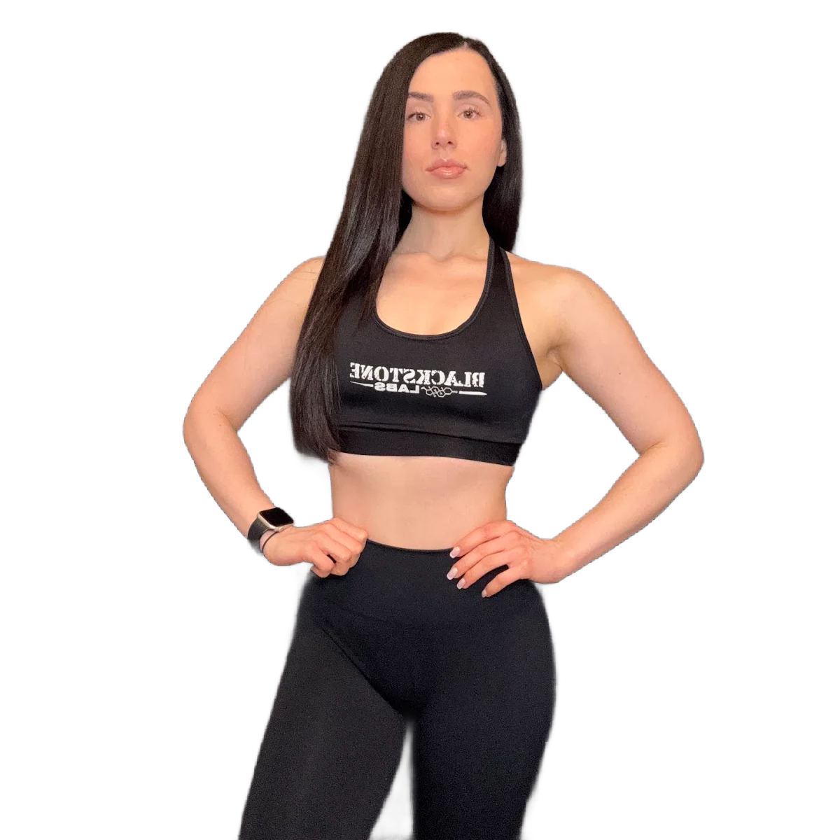 Branded Sports Bra - Black - Image 4